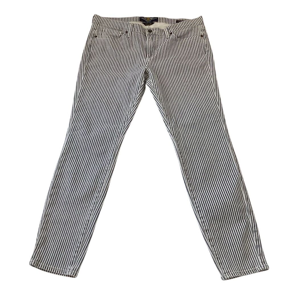 Lucky Brand Women's Striped Skinny Jeans Blue Size 27 Denim